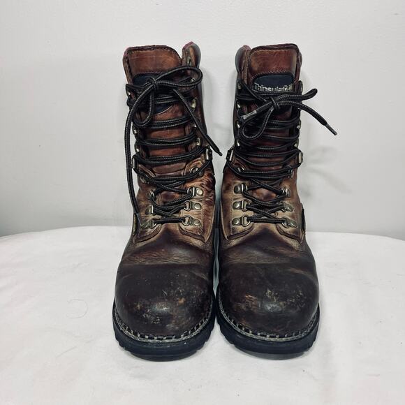 Georgia Boot Brown Leather Mid Calf Steel Toe Lace Up Gore Tex Workwear 6.5M - Picture 3 of 10